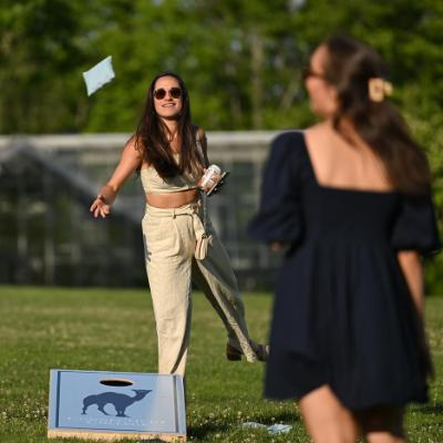 Alumni playing cornhole at Reunion 2024