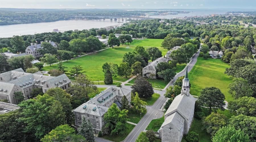 An aerial taken over the campus.