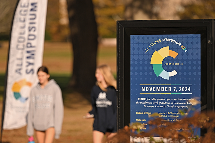 Students walk through campus on Symposium day.